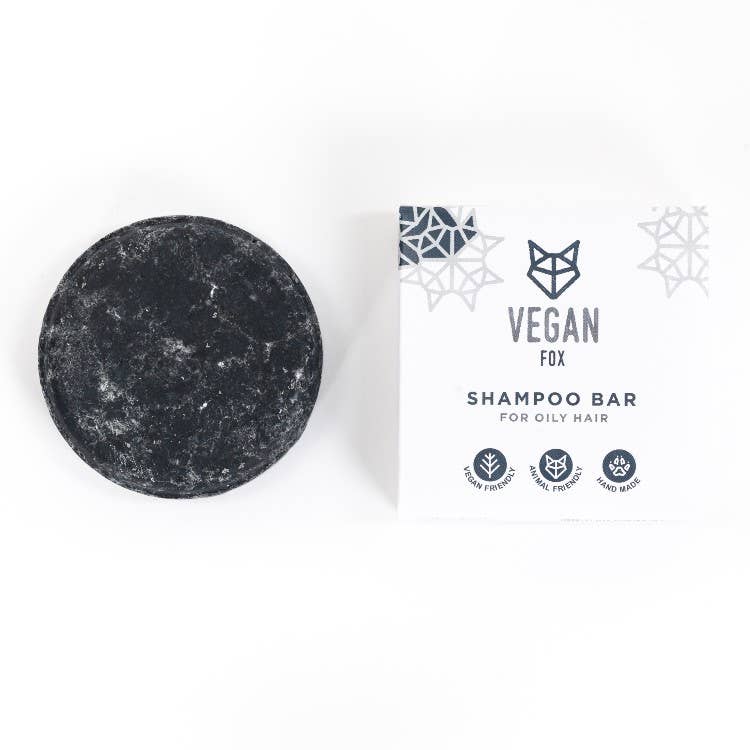Barra de champú para cabello graso con carbón negro |Vegan Fox