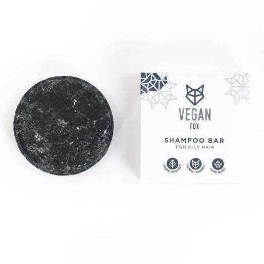 Barra de champú para cabello graso con carbón negro |Vegan Fox