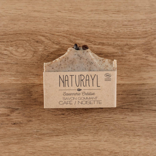 Naturayl - Jabón exfoliante de café y avellana para cuidado e higiene de la piel