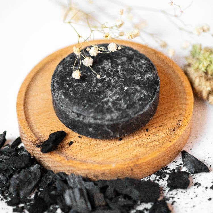Barra de champú para cabello graso con carbón negro |Vegan Fox
